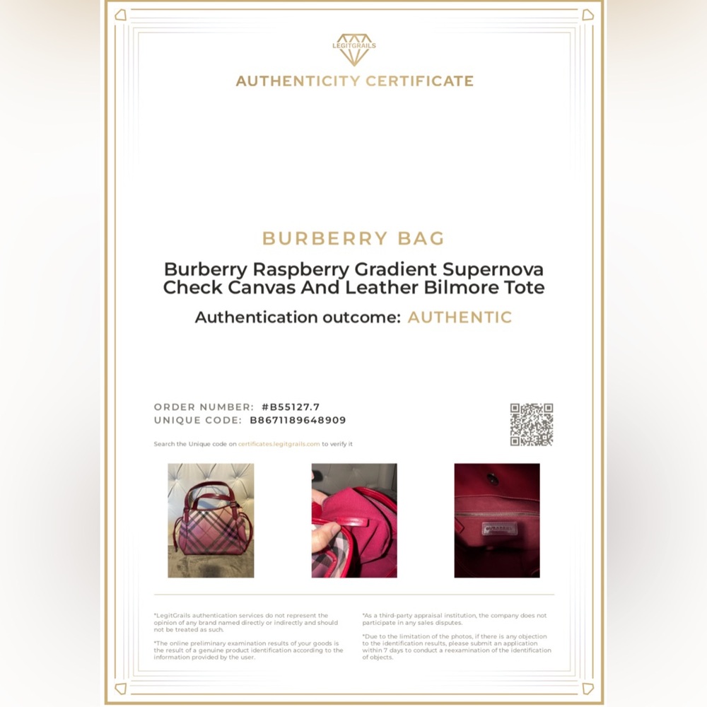 AUTHENTIC Burberry Raspberry Gradient Supernova Check Tote - Picture 16 of 16